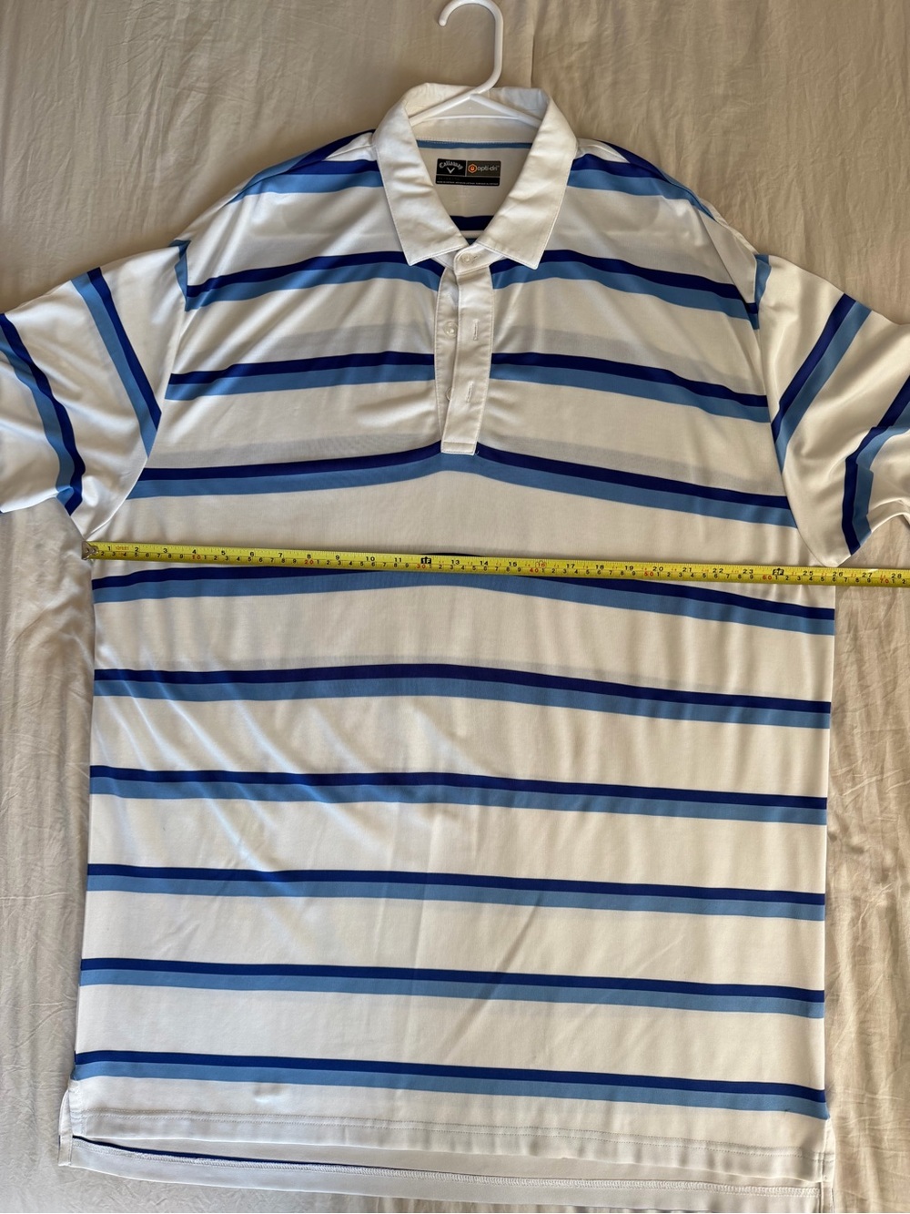 Callaway White and Blue Striped Golf Polo